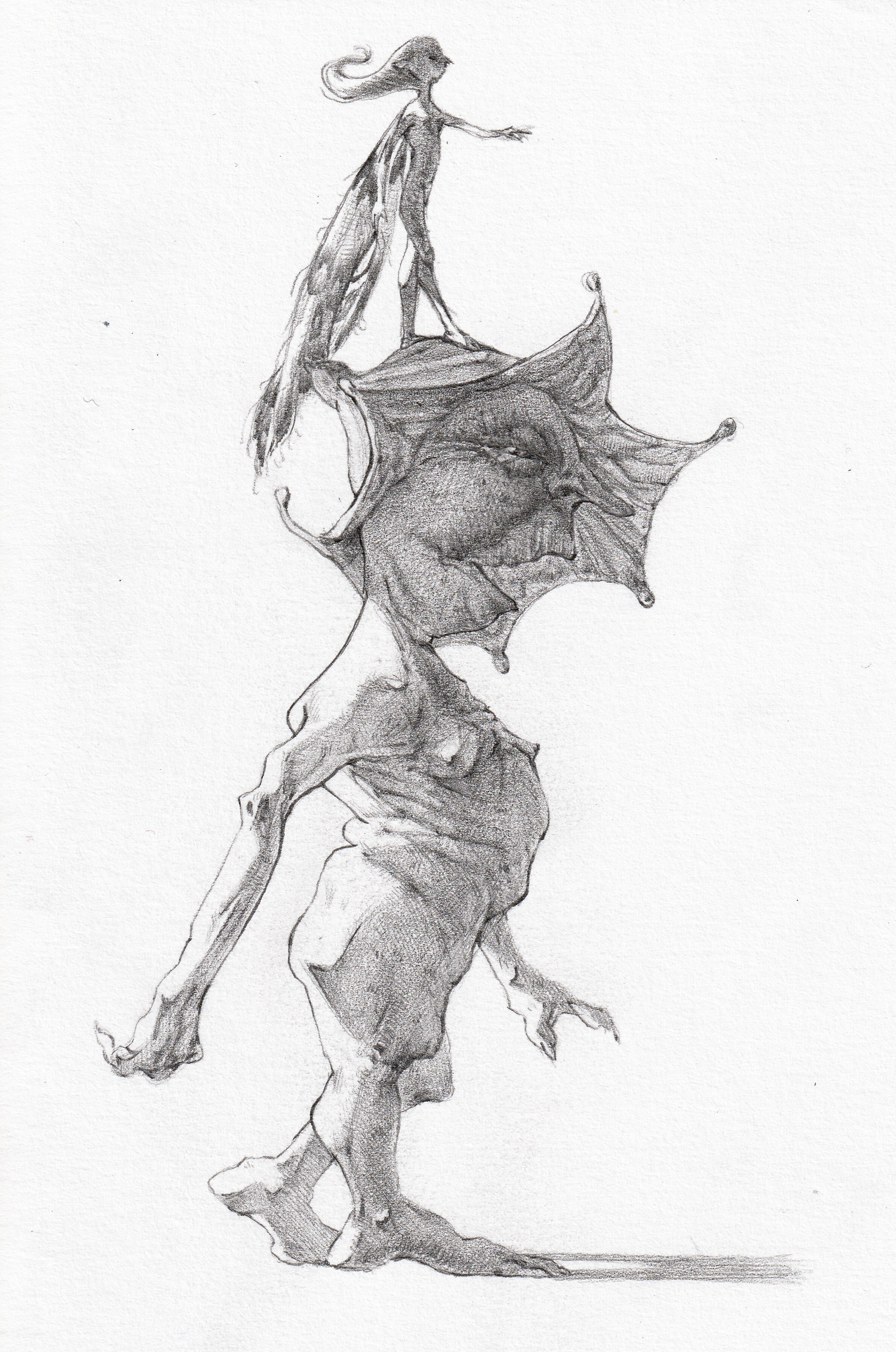 Flower Troll 1 (2024), graphite on paper, 15 x 11 cm
